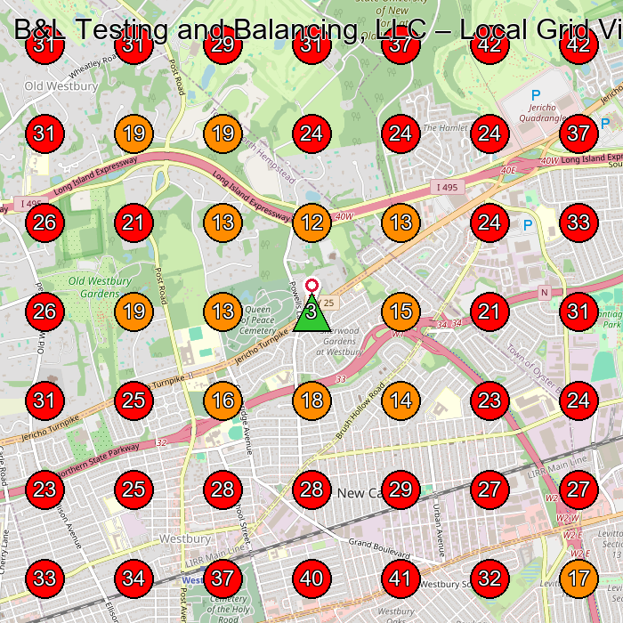 B&L Testing and Balancing, LLC GeoGrid visibility map for Hvac Contractor in Westbury